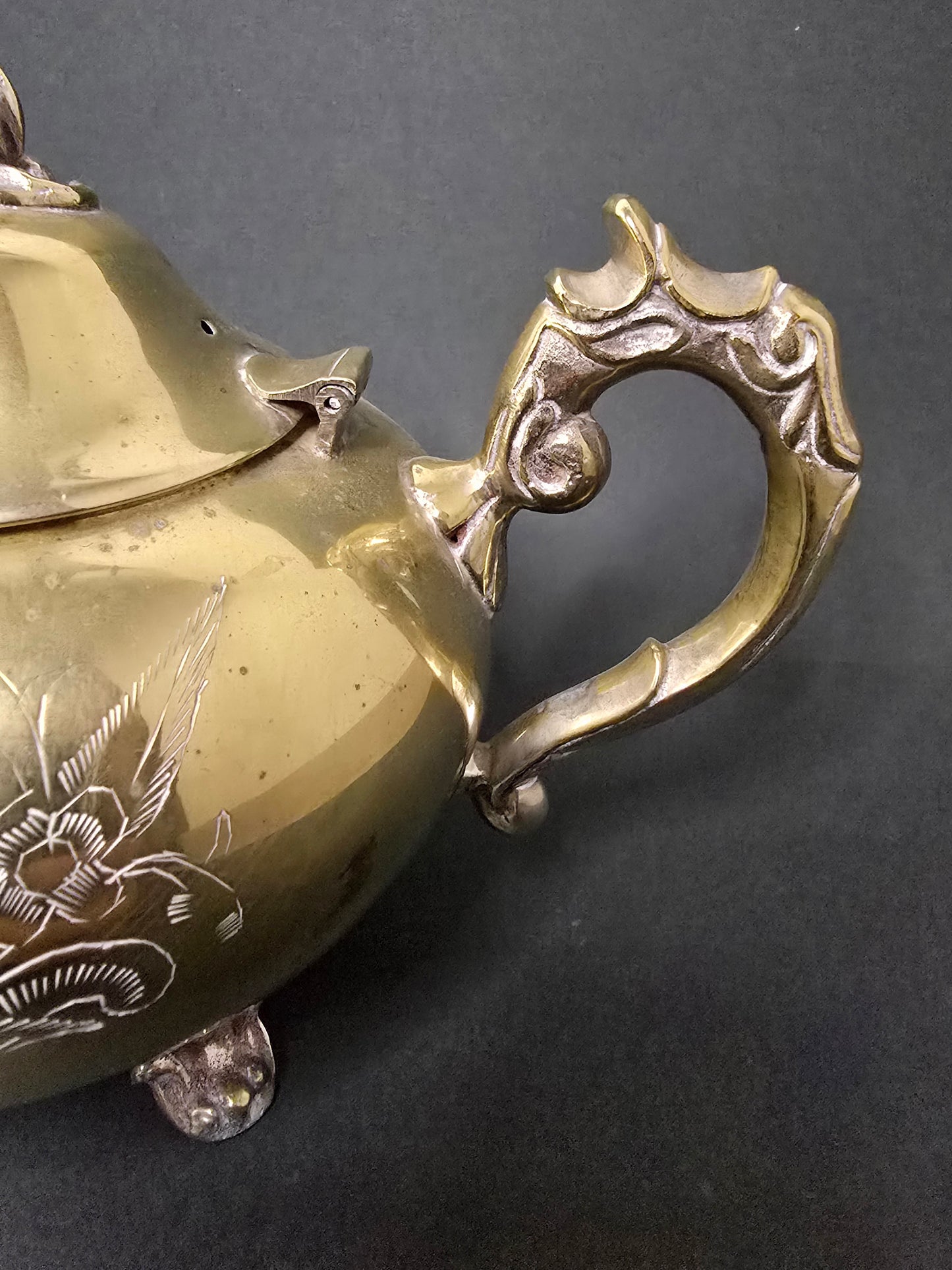 Vintage English Brass Coffee and Tea Set - 1940s