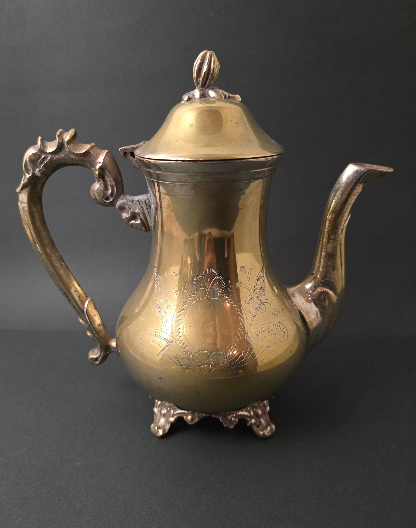 Vintage English Brass Coffee and Tea Set - 1940s