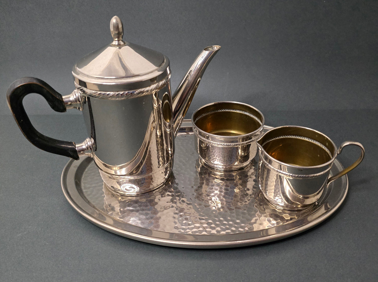 Complete Art Deco Tea Set - SMF Germany 1920s Hammered Metal