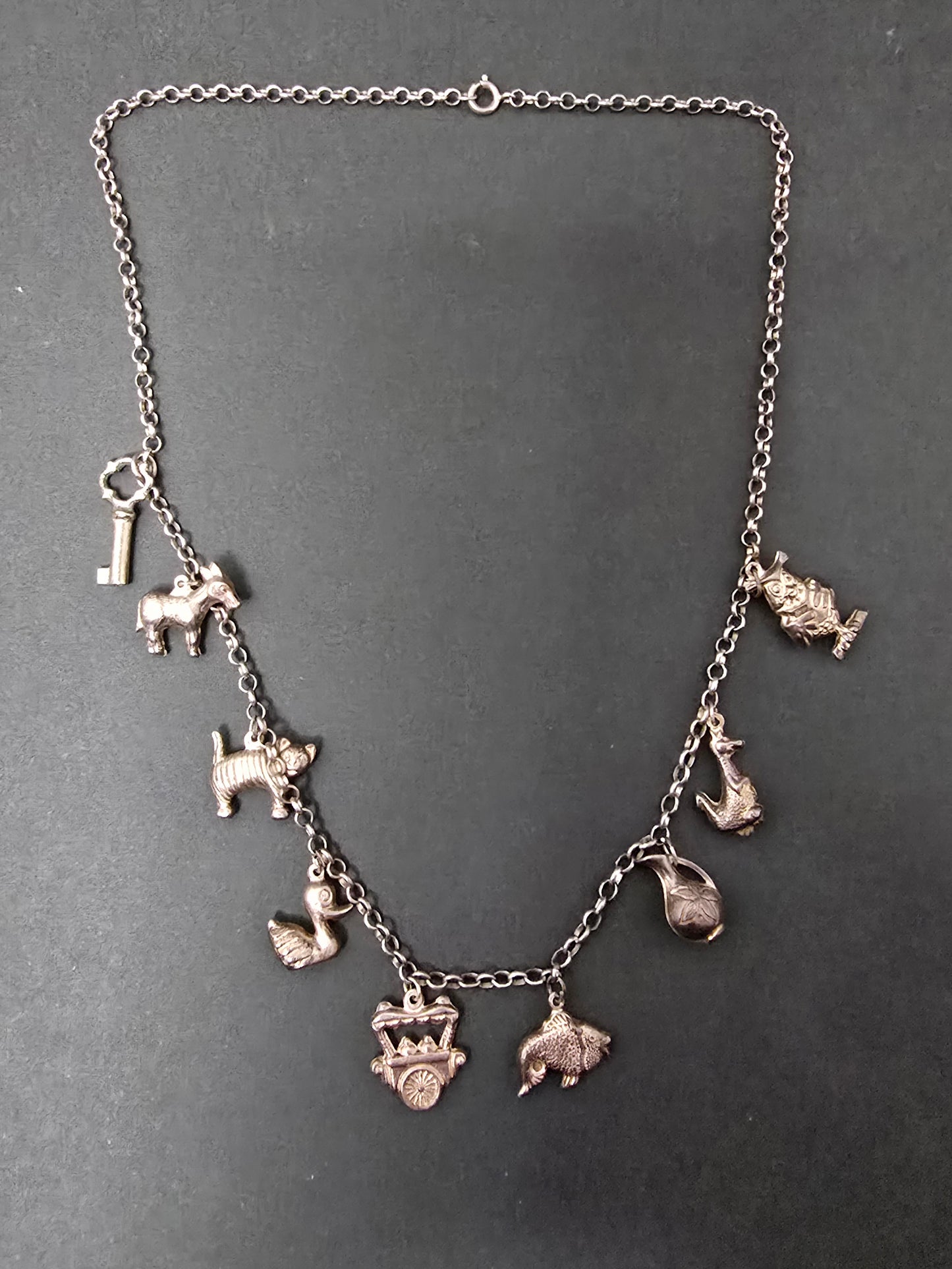 Vintage Dutch Silver Children's Charm Necklace - 1960s