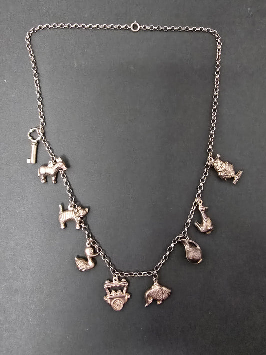 Vintage Dutch Silver Children's Charm Necklace - 1960s