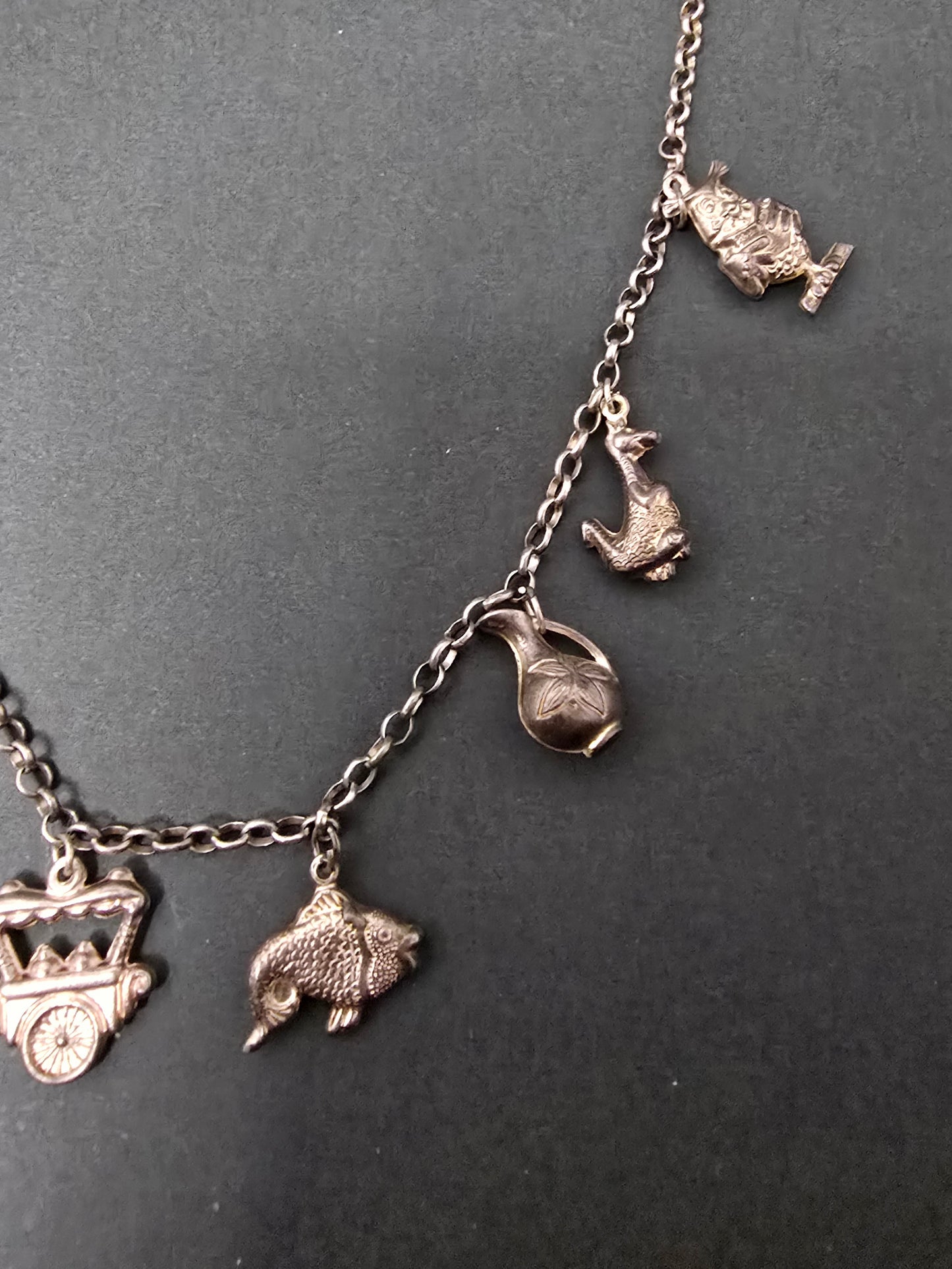 Vintage Dutch Silver Children's Charm Necklace - 1960s