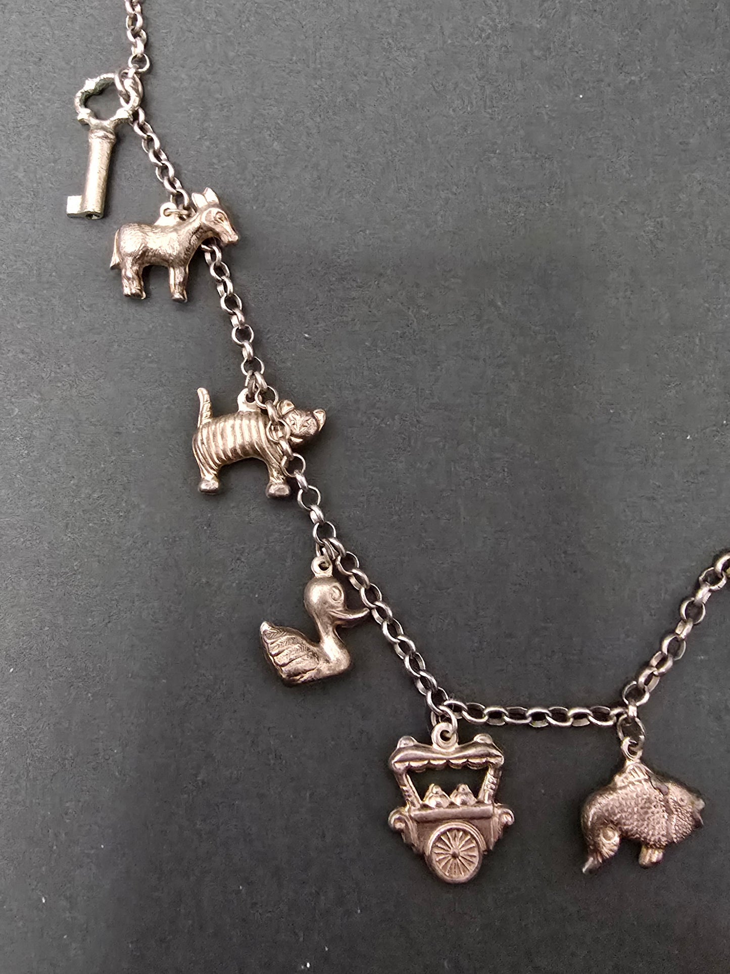 Vintage Dutch Silver Children's Charm Necklace - 1960s