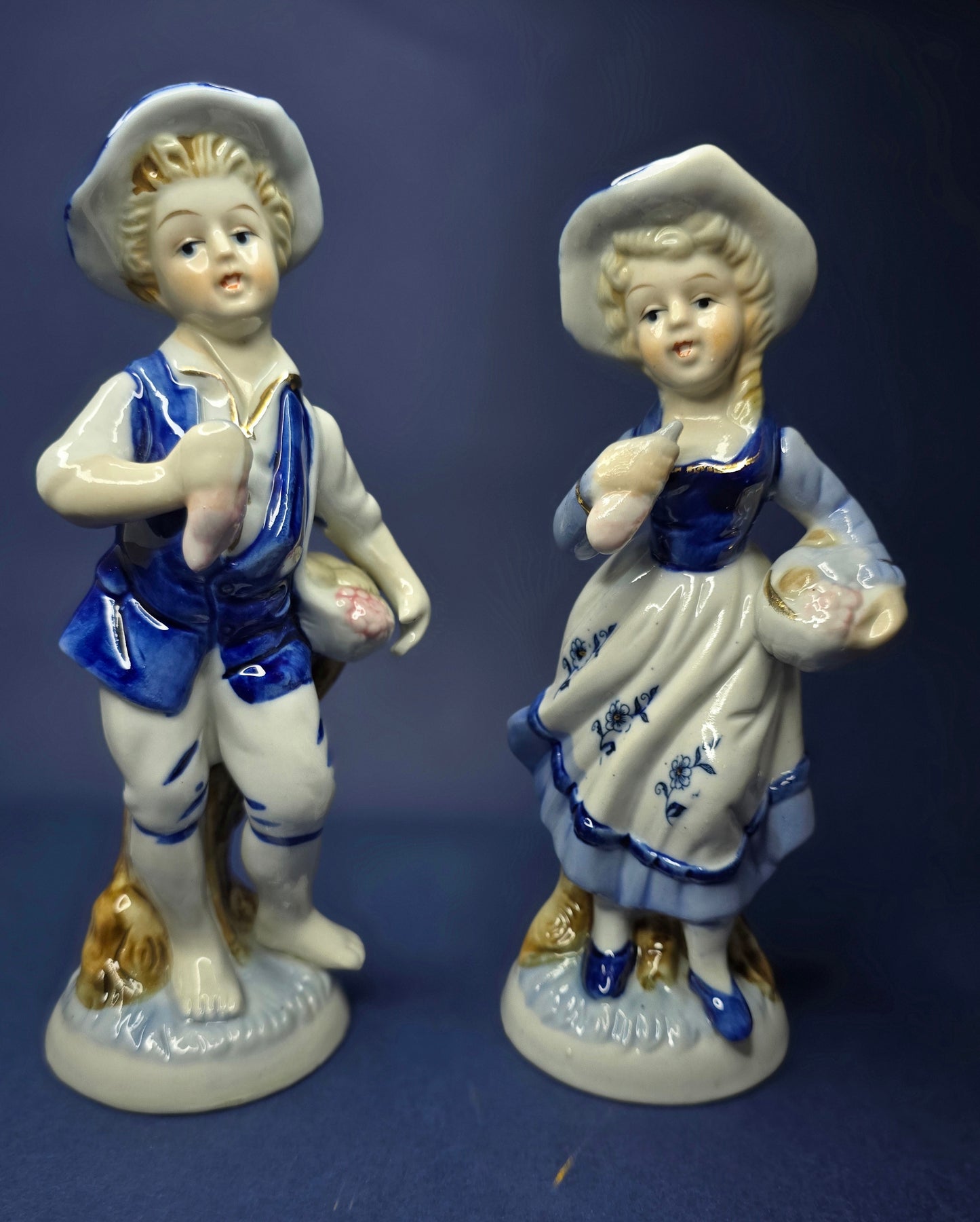 Vintage Chinese Porcelain Figurine Set - Boy and Girl Pair 1950s