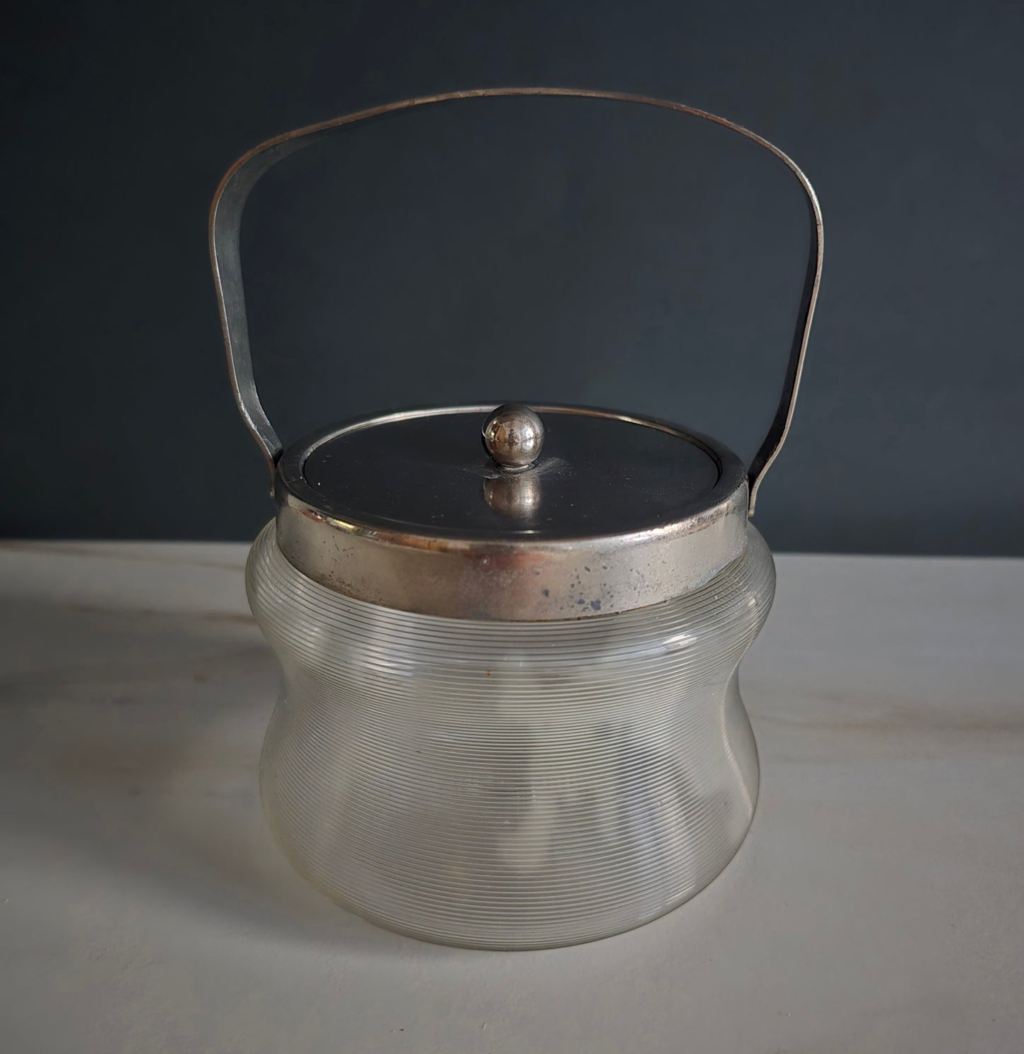 Antique Frisian Wire Glass Rock Candy Jar with Metal Handle - 1900