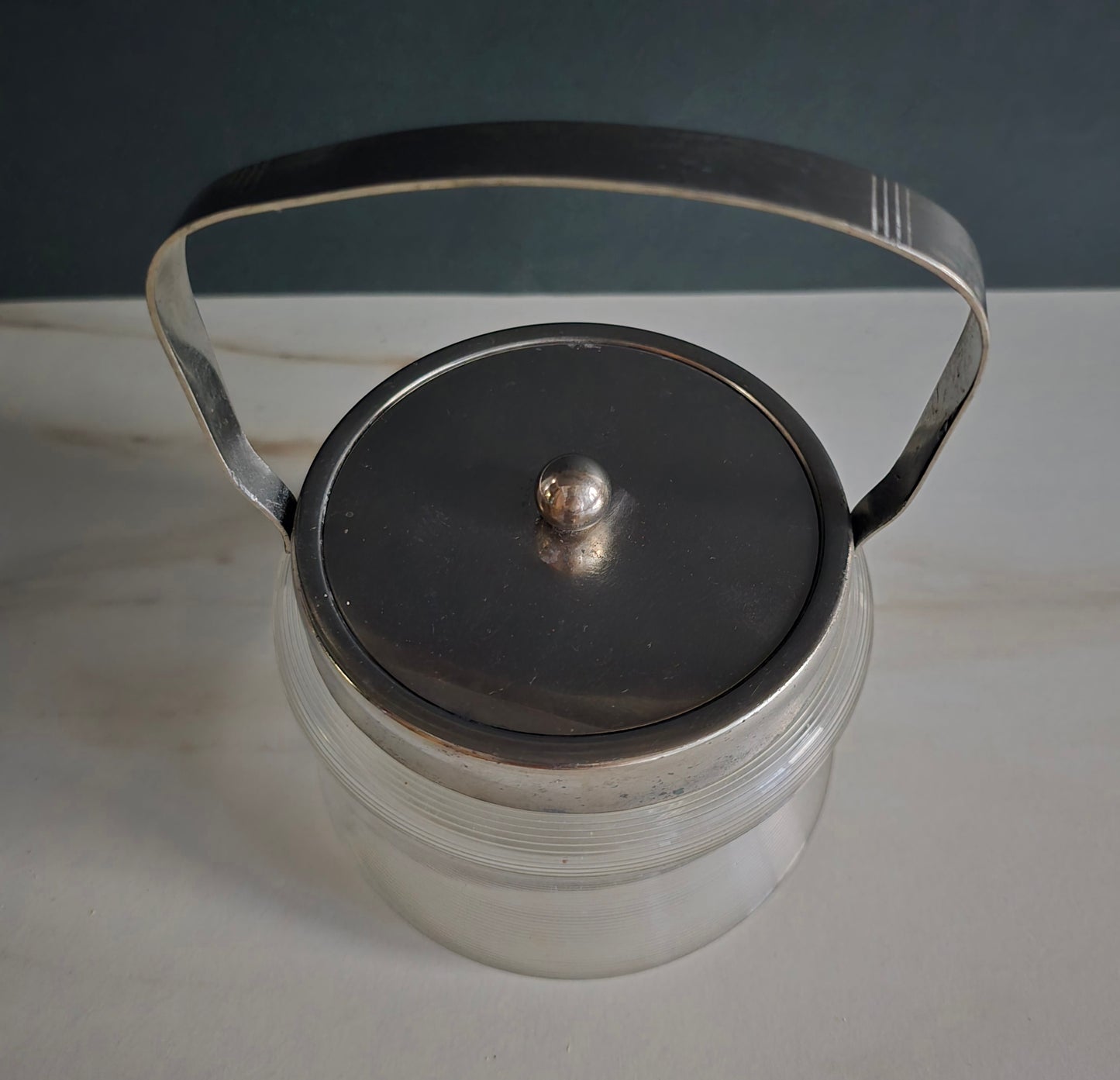Antique Frisian Wire Glass Rock Candy Jar with Metal Handle - 1900