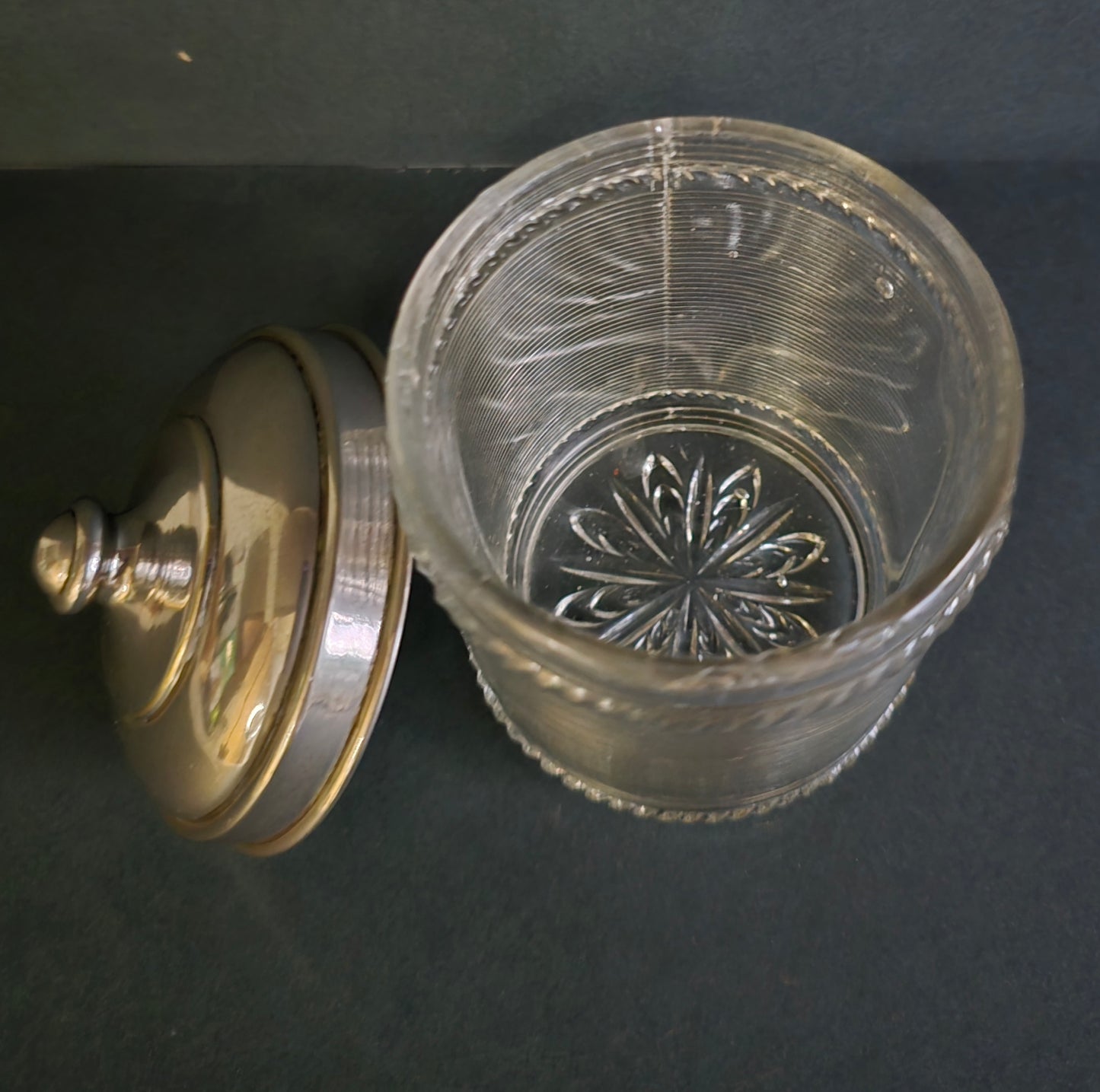 Vintage Frisian Wire Glass Storage Jar with Metal Lid - 1950s