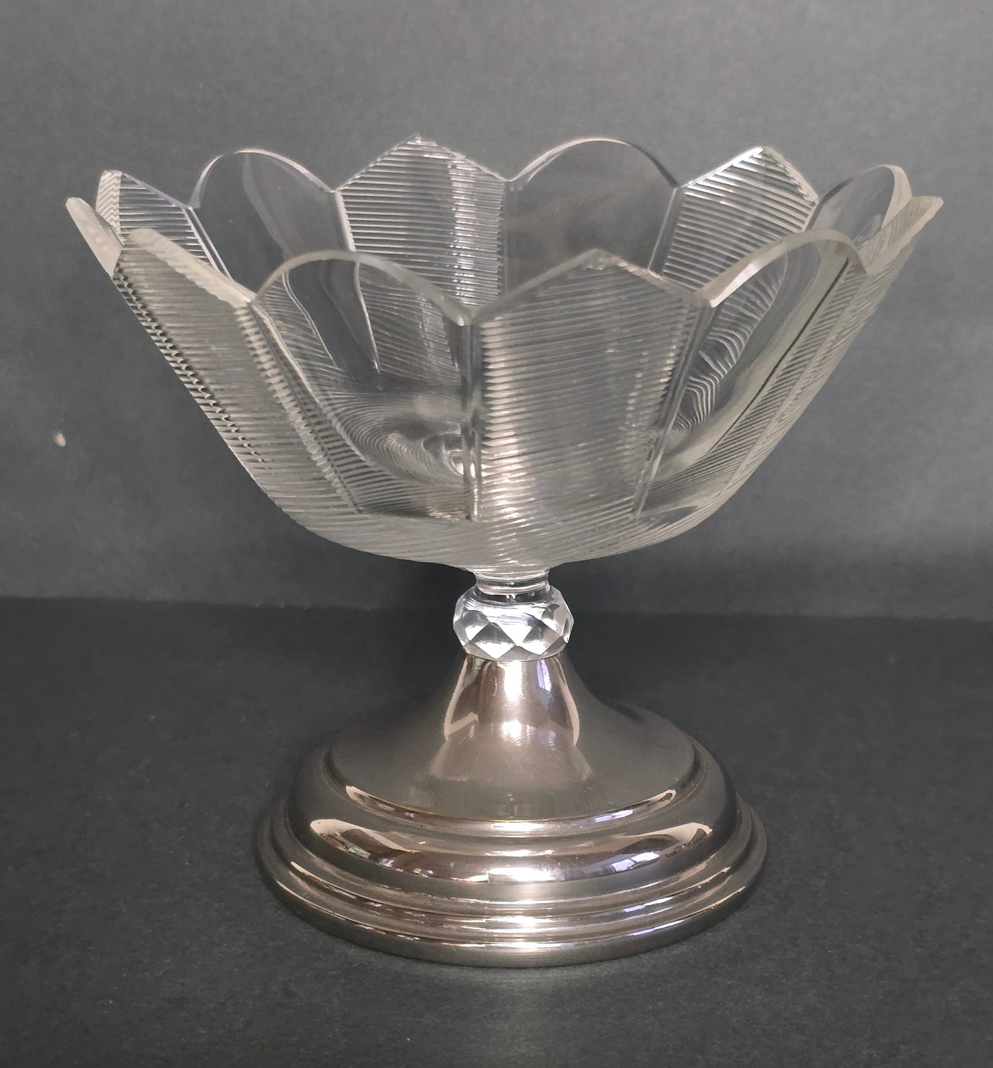 Antique Frisian Wire Glass Bonbonnière with Silver Foot - 1940s