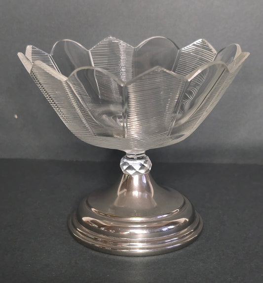 Antique Frisian Wire Glass Bonbonnière with Silver Foot - 1940s