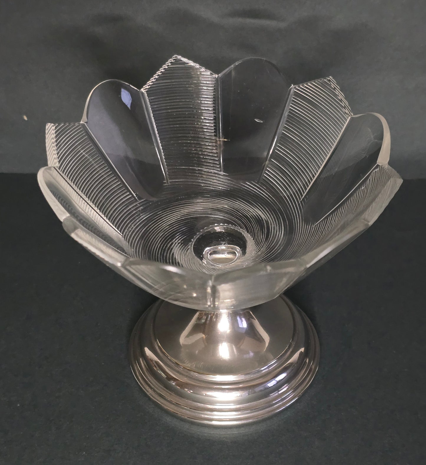 Antique Frisian Wire Glass Bonbonnière with Silver Foot - 1940s