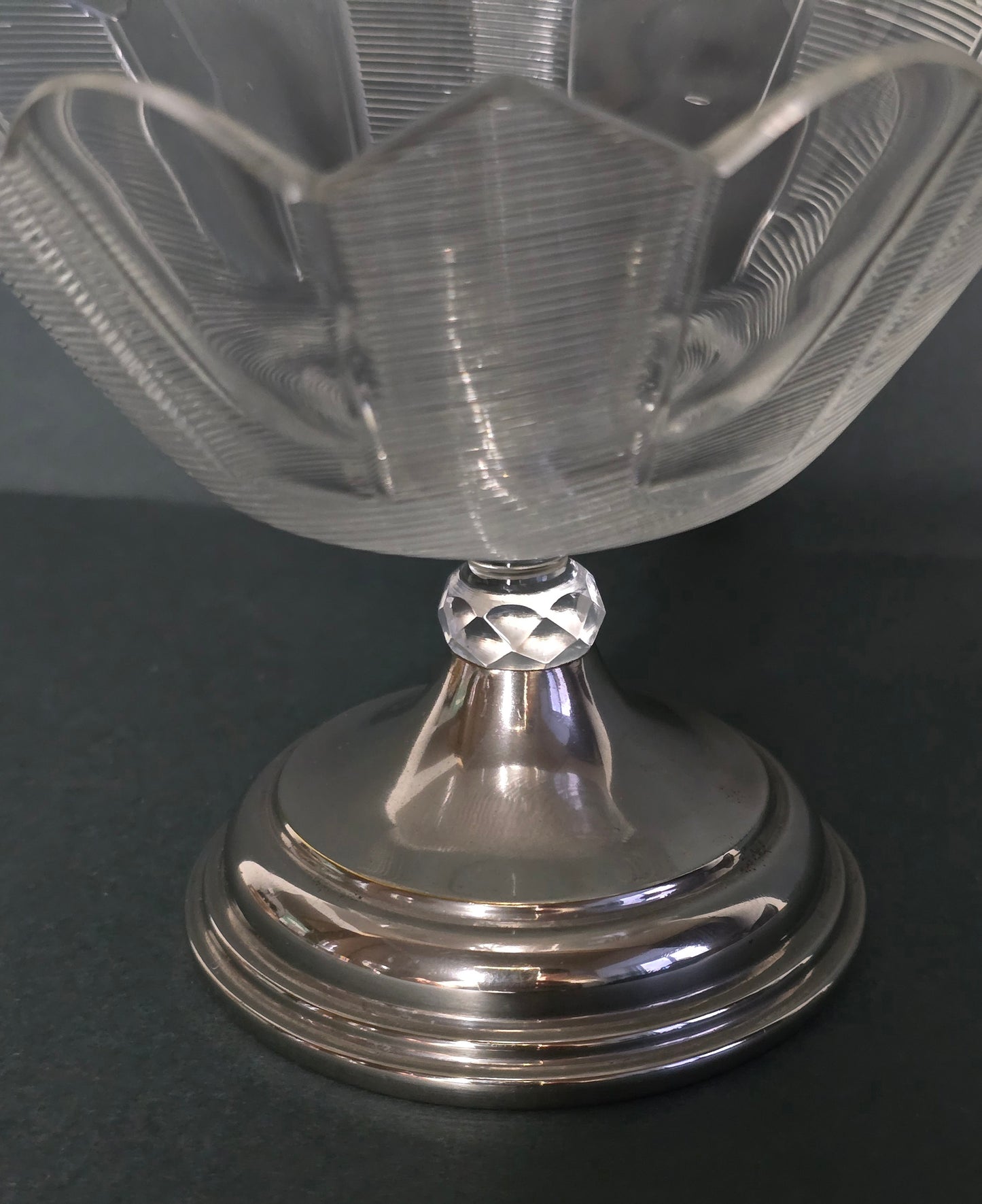 Antique Frisian Wire Glass Bonbonnière with Silver Foot - 1940s