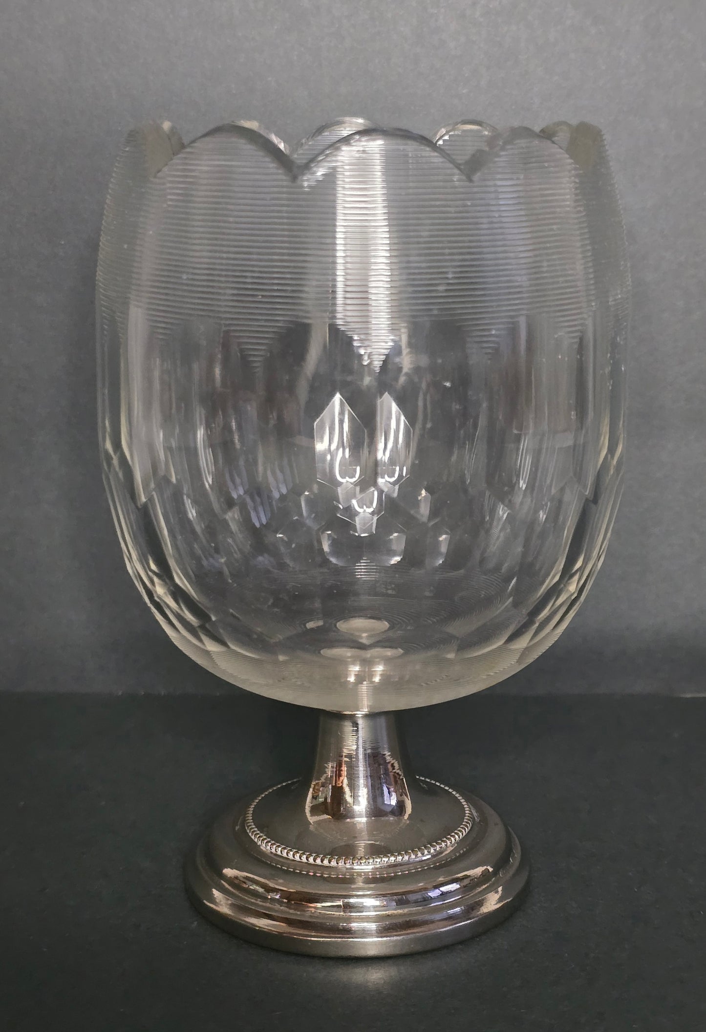 Antique Frisian Wire Glass Bonbonnière with Silver Foot - 1910