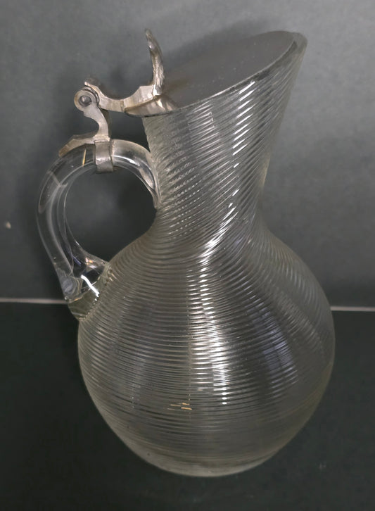 Antique Frisian Wire Glass Jar with Pewter Lid - 1920s