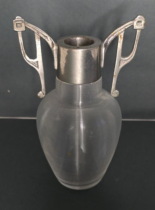 Mouth-blown Frisian thread glass Art Nouveau vase 1900