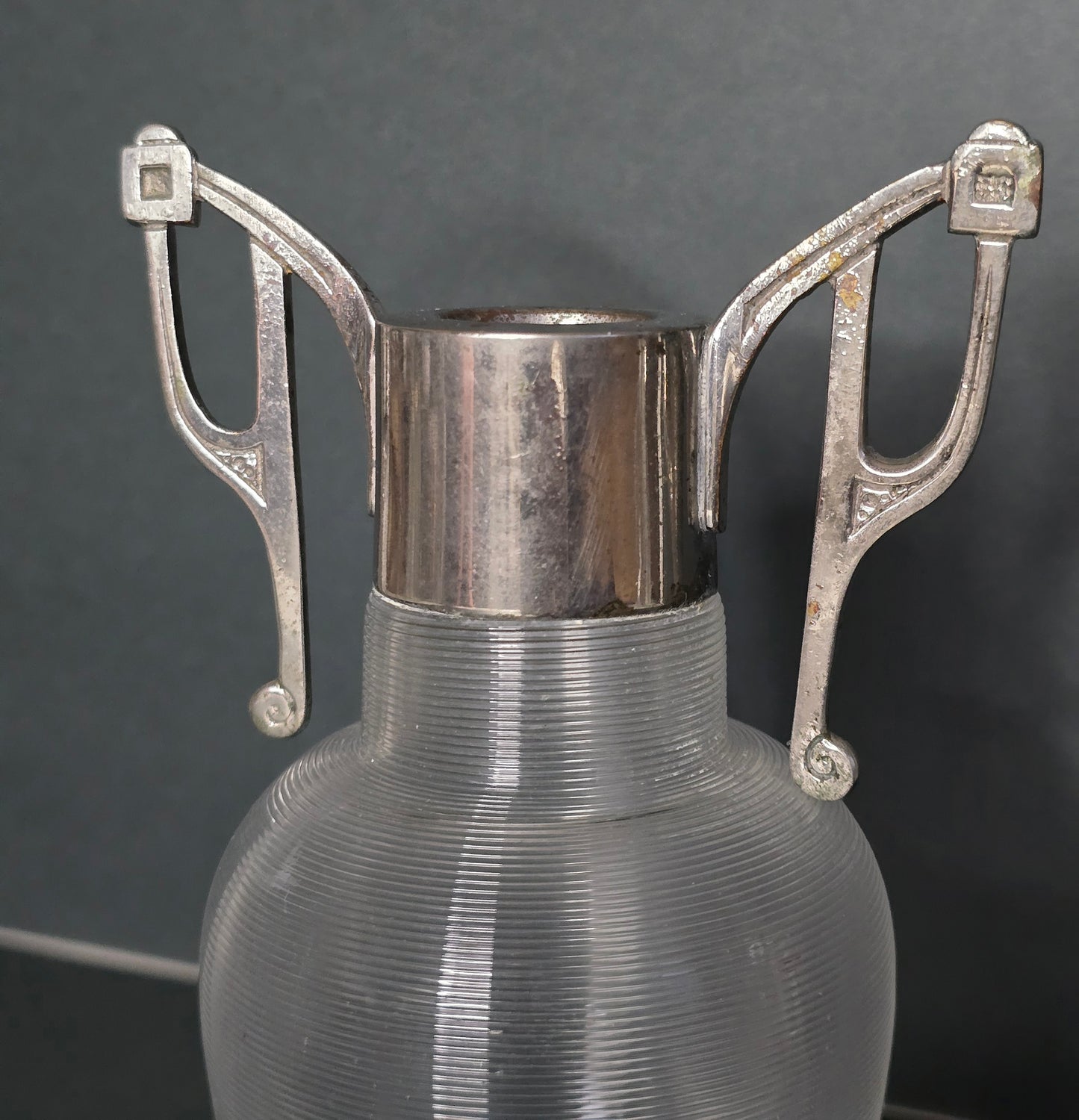 Mouth-blown Frisian thread glass Art Nouveau vase 1900