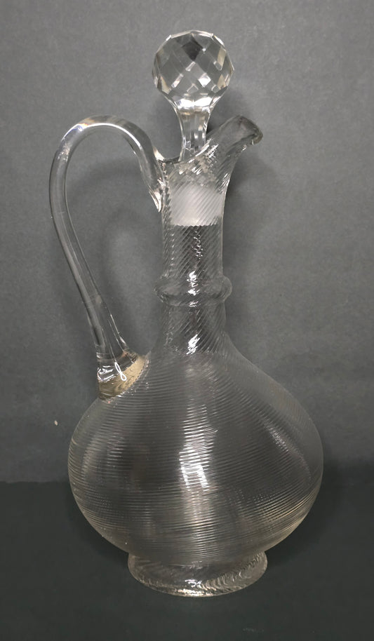 Mouth-blown Frisian thread glass carafe 1900 Netherlands