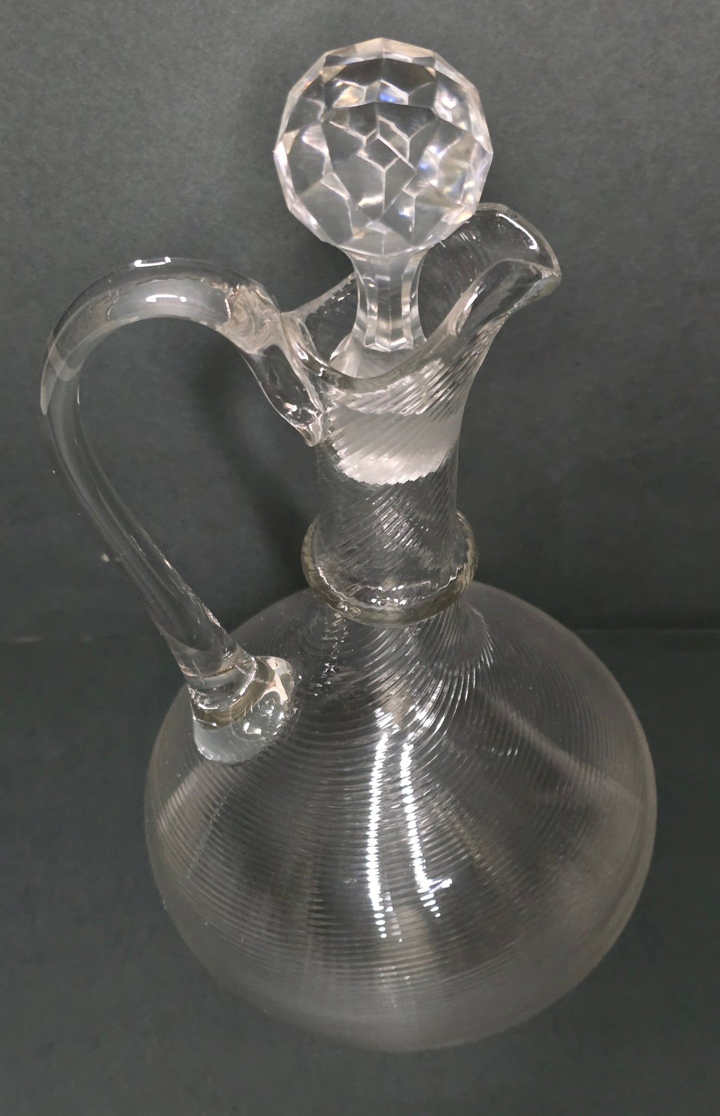 Mouth-blown Frisian thread glass carafe 1900 Netherlands