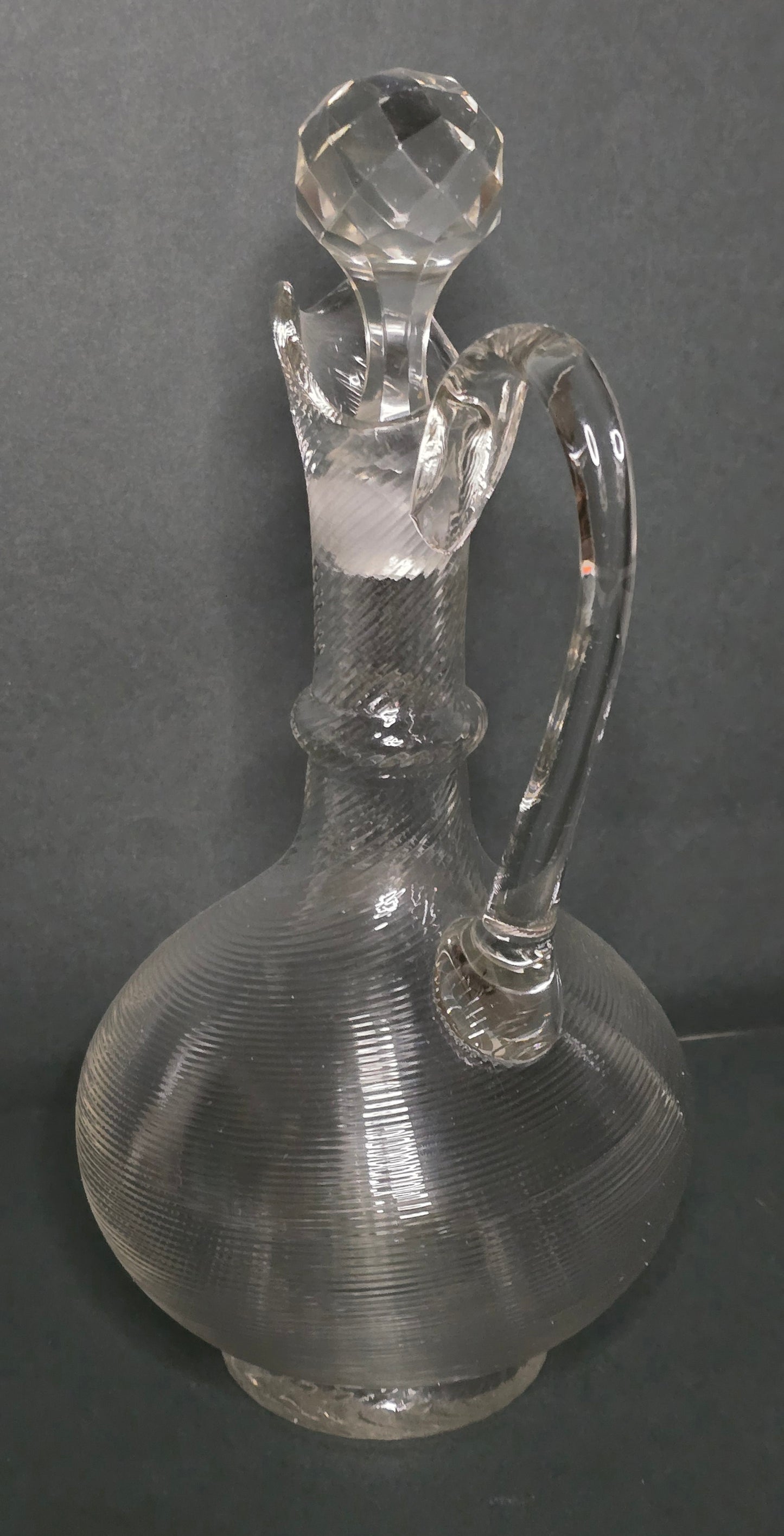 Mouth-blown Frisian thread glass carafe 1900 Netherlands