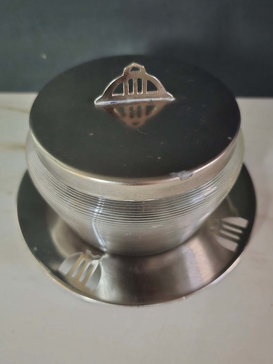 Antique Frisian Wire Glass Art Deco Jar Set with Metal Bowl - Late 1920s