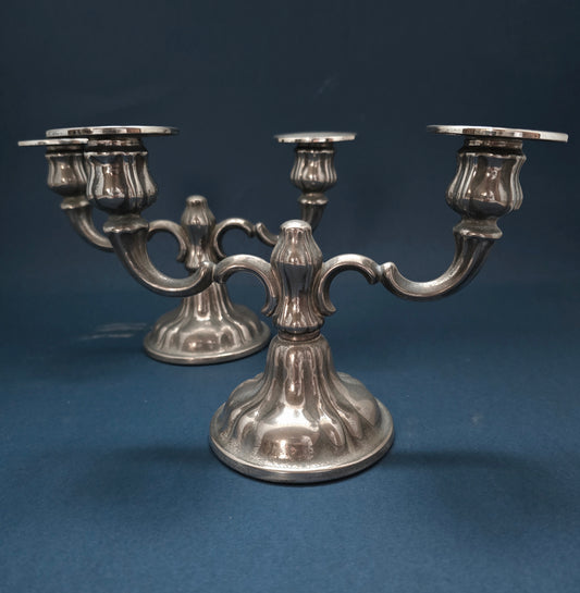 Pair of German Silver-Plated 2-Arm Candelabras - Art Nouveau/Deco, 1910
