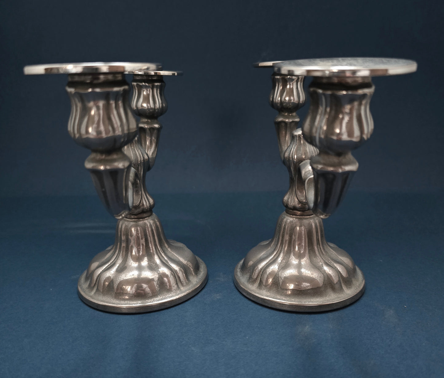 Pair of German Silver-Plated 2-Arm Candelabras - Art Nouveau/Deco, 1910
