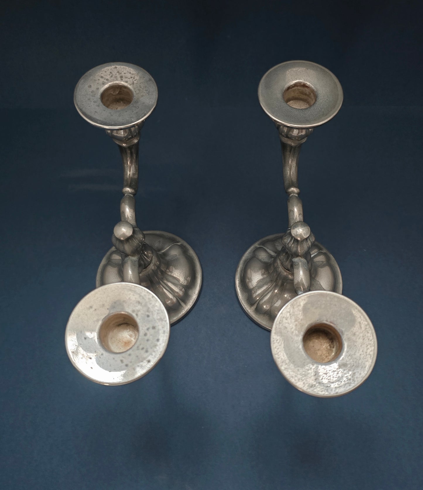 Pair of German Silver-Plated 2-Arm Candelabras - Art Nouveau/Deco, 1910