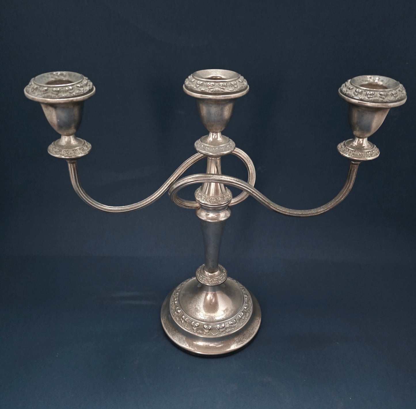 Vintage English Silver-Plated 3-Arm Candelabra - 1940s, Modular Design