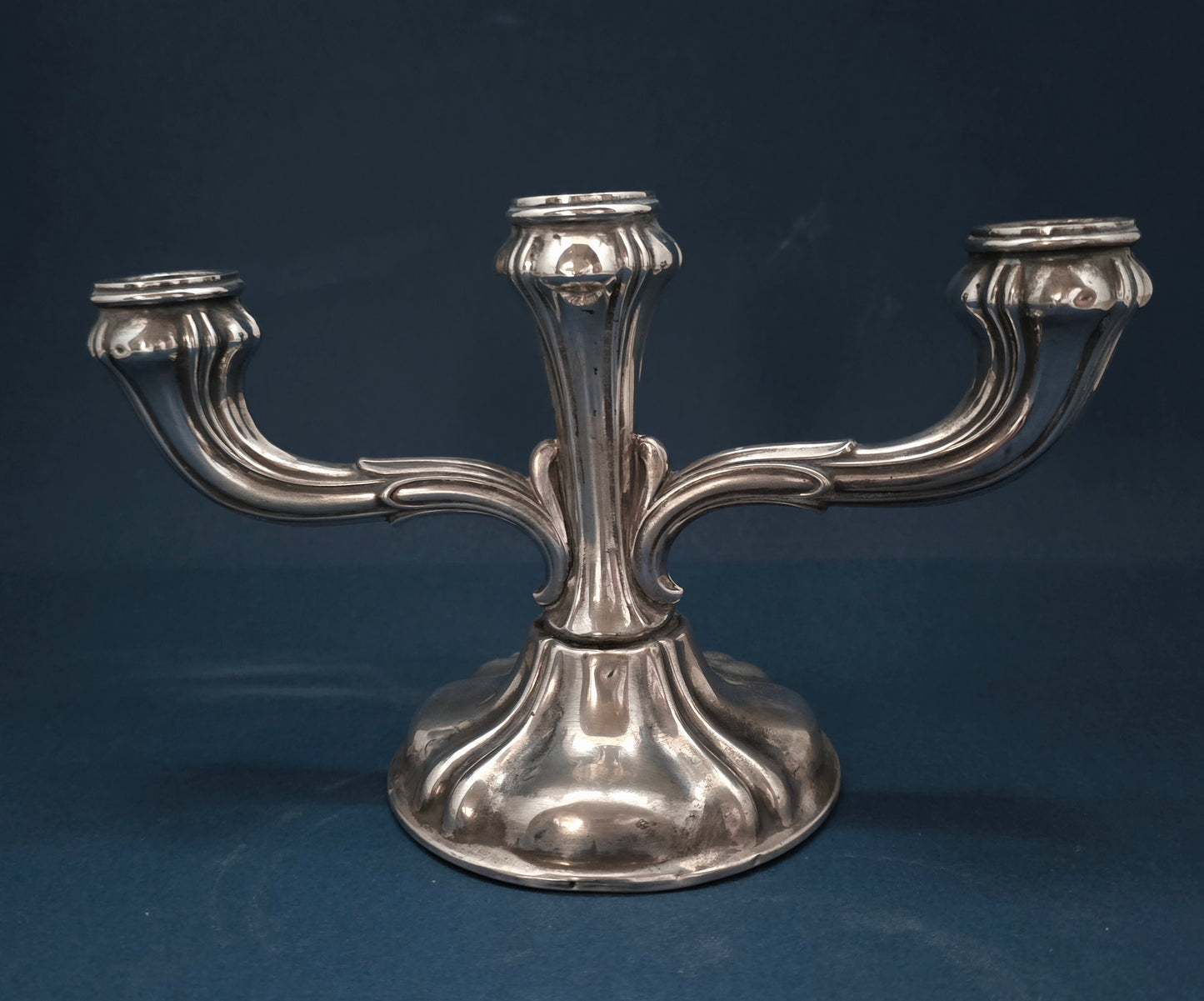 Antique German Silver-Plated 3-Arm Candelabra - Art Nouveau/Deco Transitional, 1910