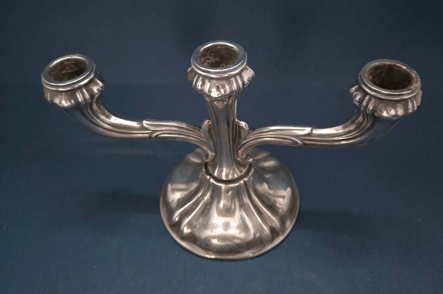Antique German Silver-Plated 3-Arm Candelabra - Art Nouveau/Deco Transitional, 1910