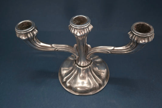 Antique German Silver-Plated 3-Arm Candelabra - Art Nouveau/Deco Transitional, 1910