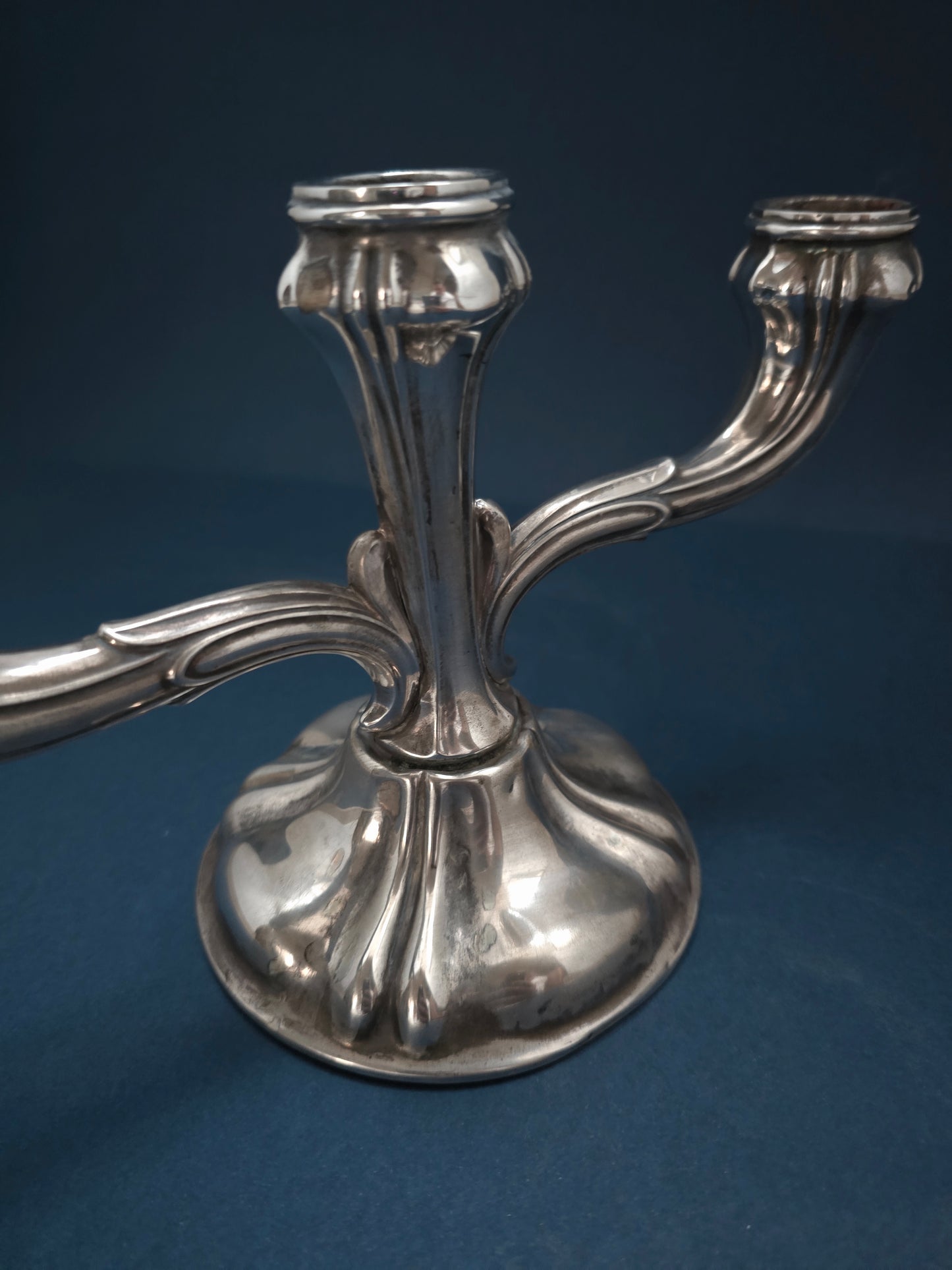 Antique German Silver-Plated 3-Arm Candelabra - Art Nouveau/Deco Transitional, 1910