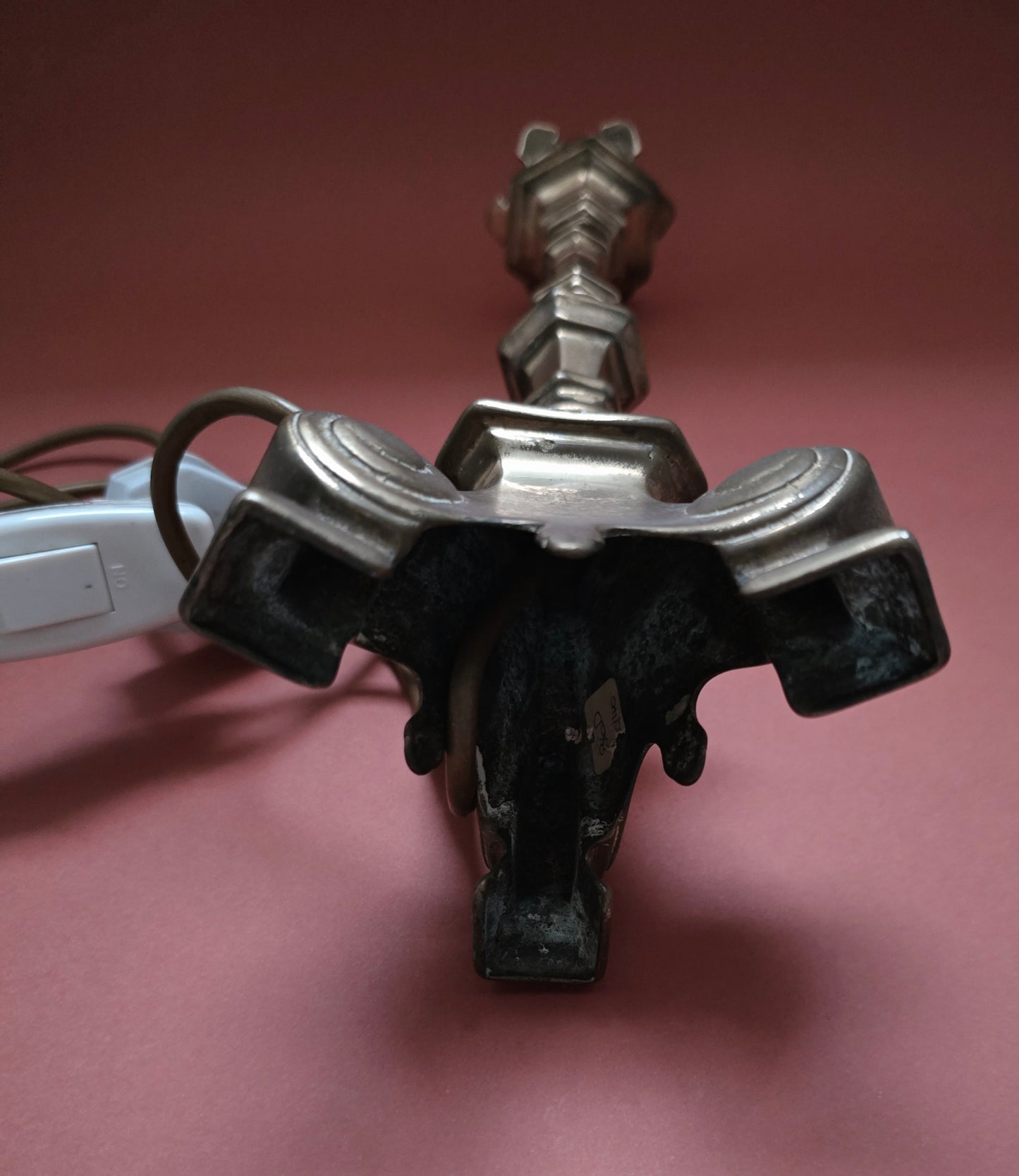 Antique Church Candlestick Converted to Lamp - Victorian Copper, 1950s Conversion