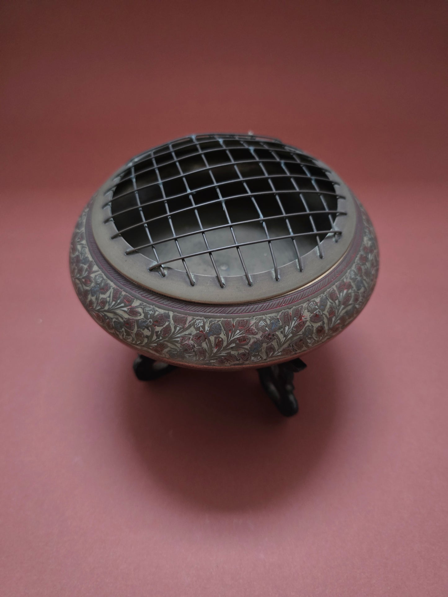 Antique Indian Copper Flower Frog - Multi-Purpose Decorative Object, 1900