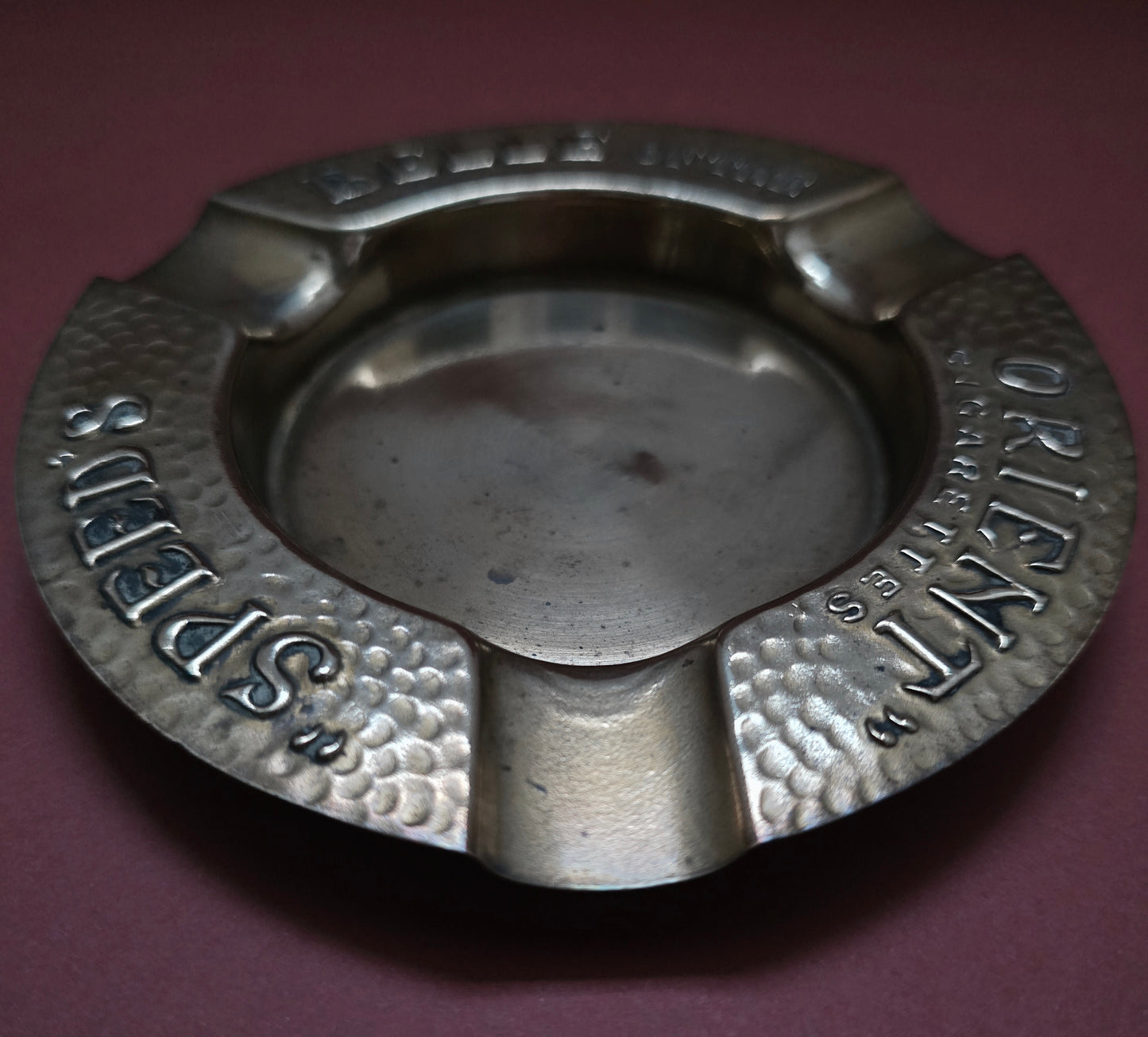 Vintage Speed's Belle of the Orient Hammered Copper Ashtray, 1940
