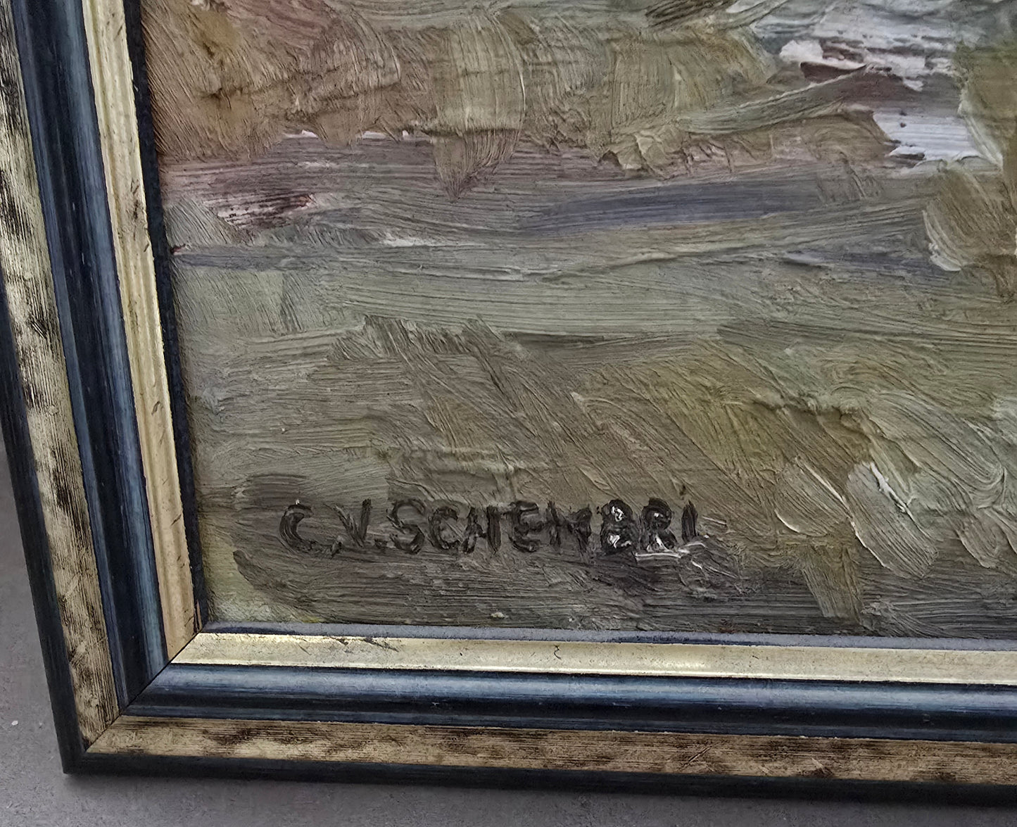 Mountain Landscape - Original Acrylic on Wood by C.J. Schembri, 1950s