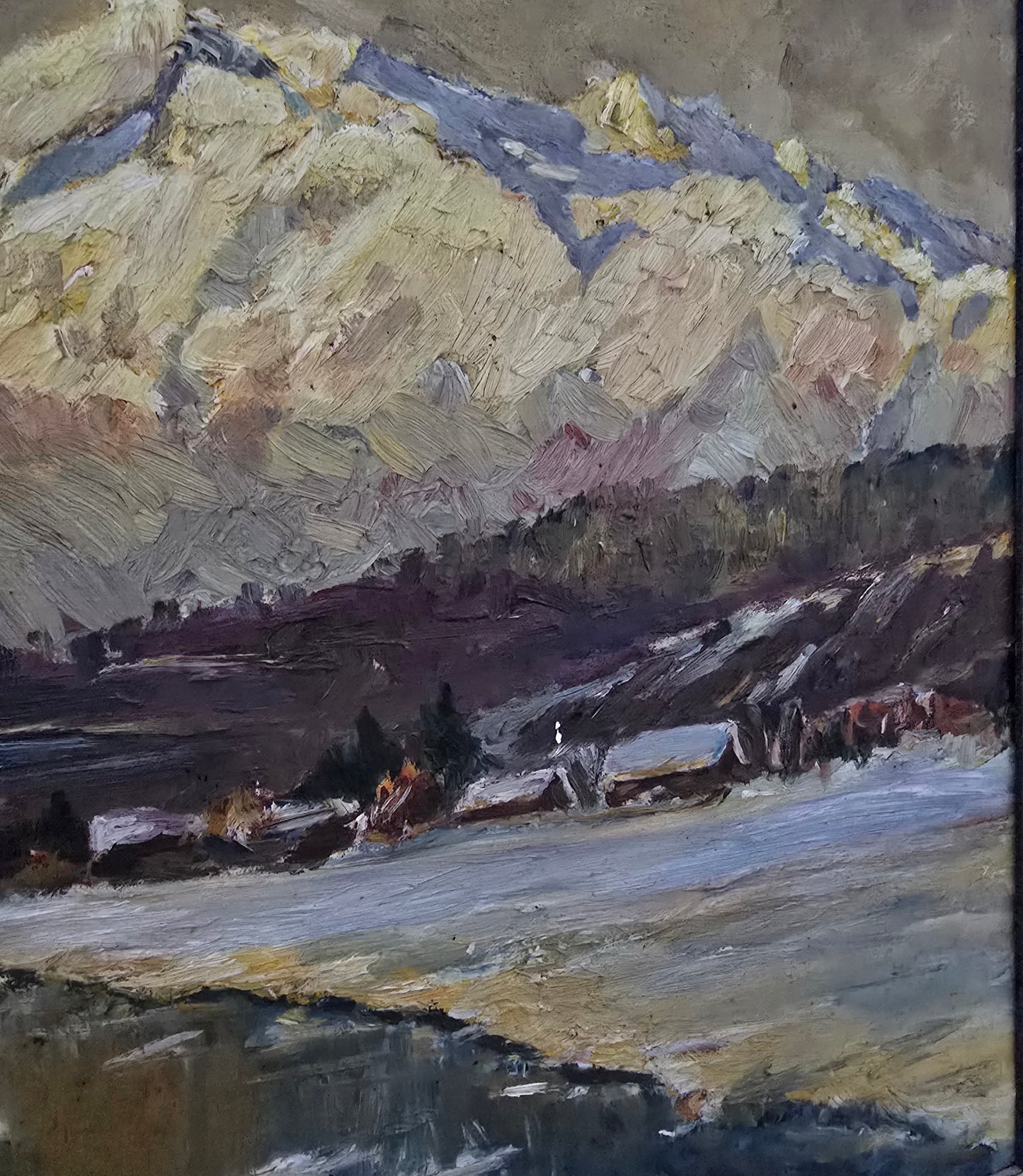 Mountain Landscape - Original Acrylic on Wood by C.J. Schembri, 1950s