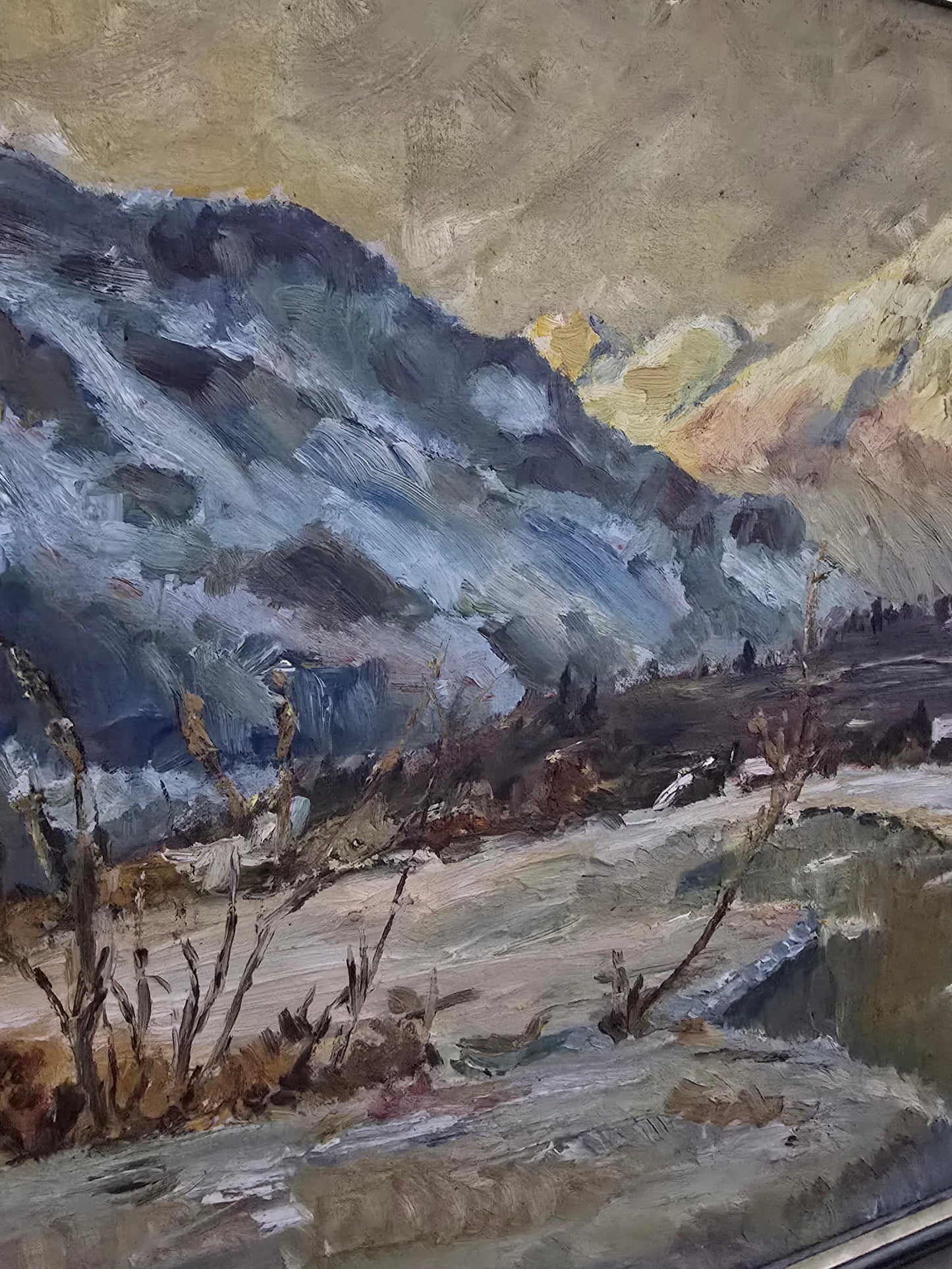 Mountain Landscape - Original Acrylic on Wood by C.J. Schembri, 1950s