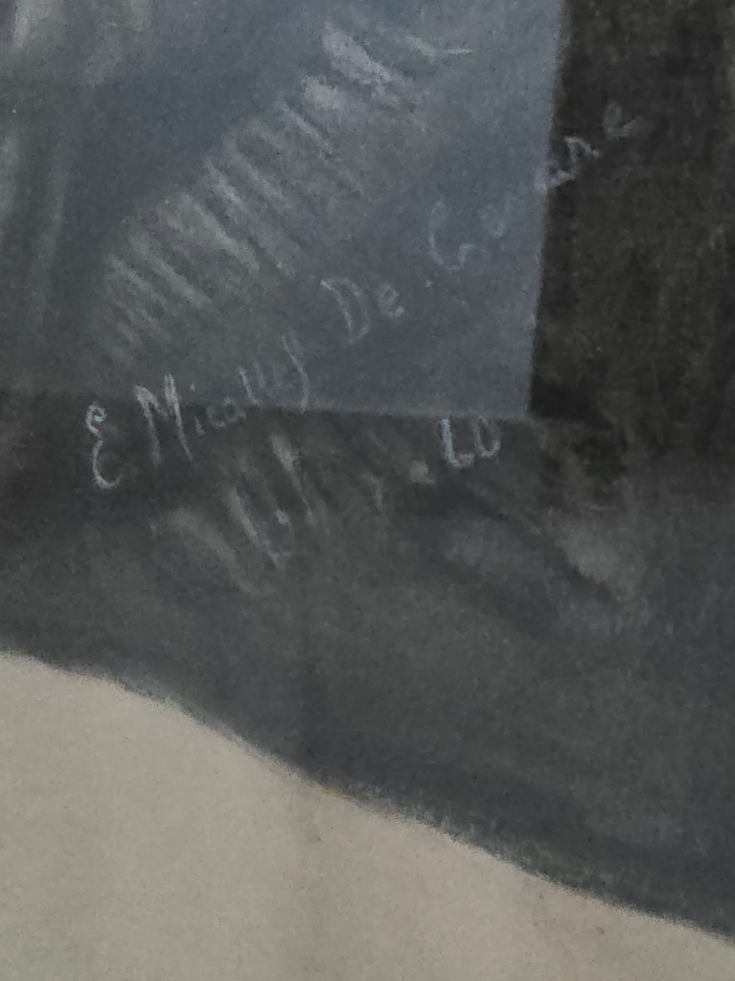 Antique Pencil Drawing in Ebony Frame, Signed 1860