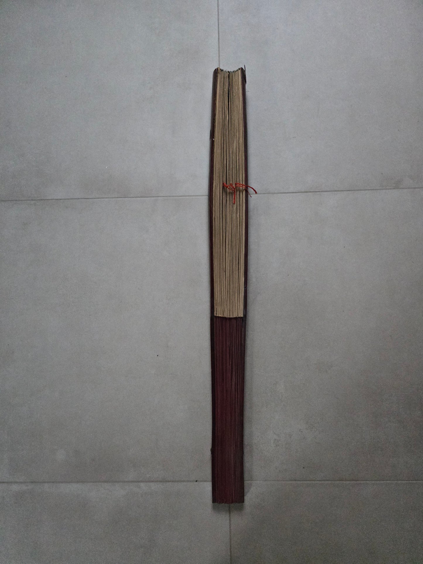 Vintage Japanese Wall Fan 1920s - Hand-Painted Rice Paper with Mahogany