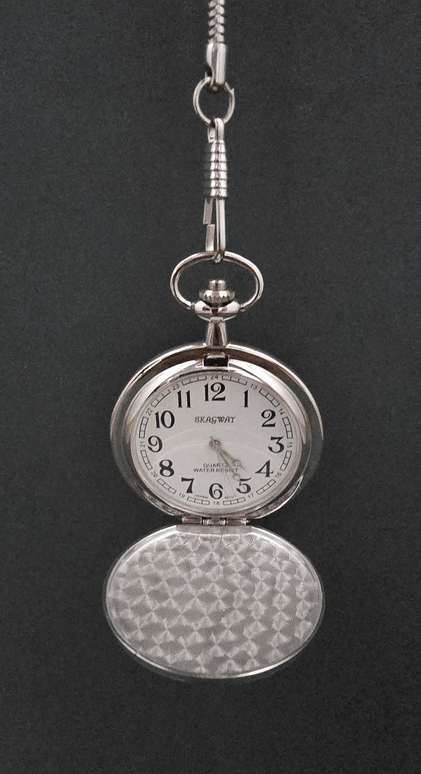 Skagway Ornate Pocket Watch with Chain - 1970s Quartz