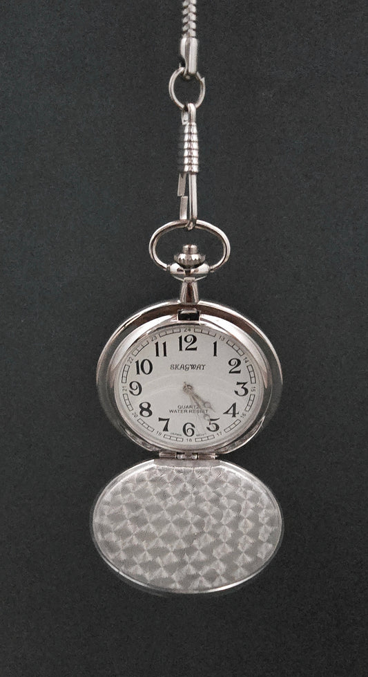 Skagway Ornate Pocket Watch with Chain - 1970s Quartz