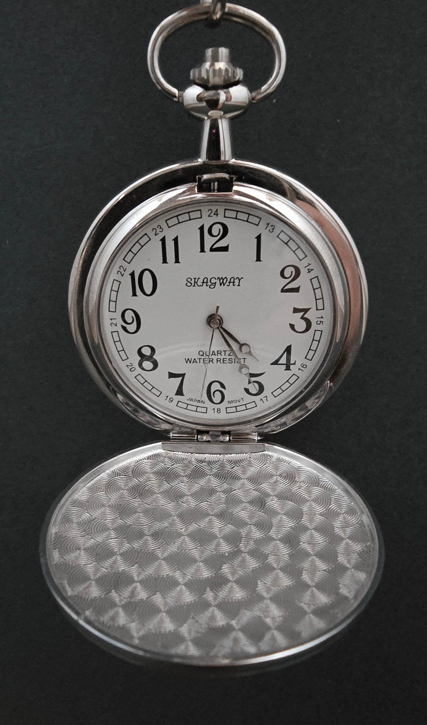 Skagway Ornate Pocket Watch with Chain - 1970s Quartz