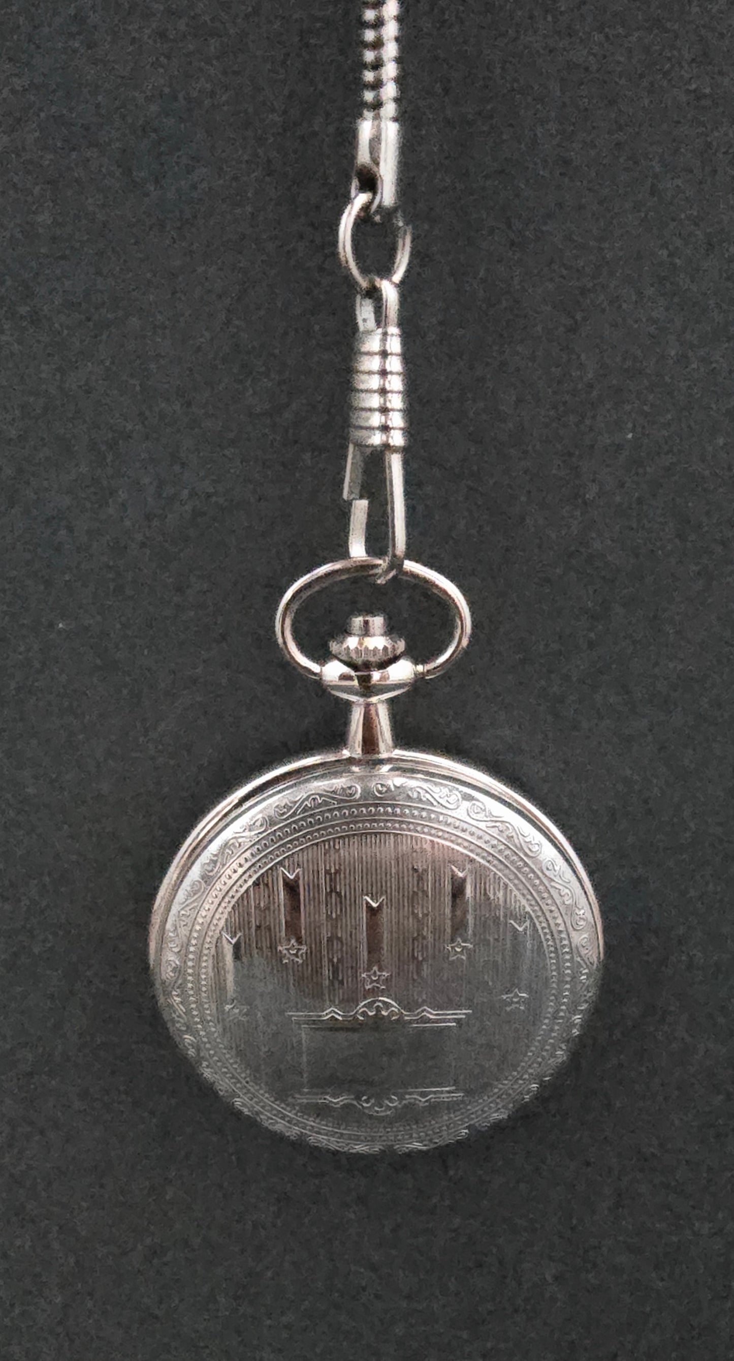 Skagway Ornate Pocket Watch with Chain - 1970s Quartz