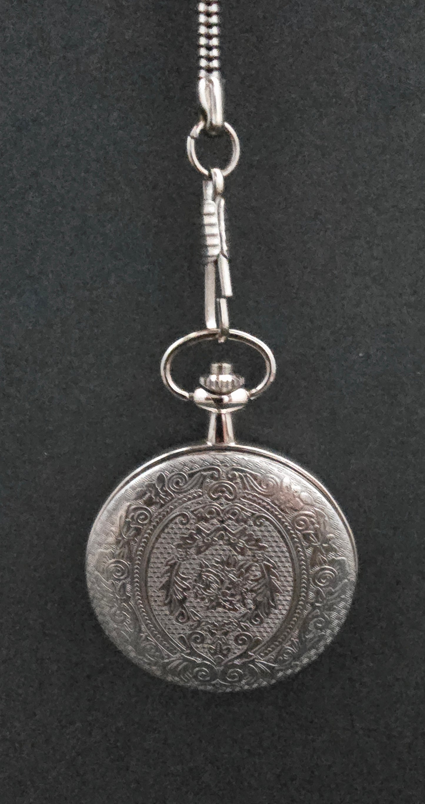 Skagway Ornate Pocket Watch with Chain - 1970s Quartz
