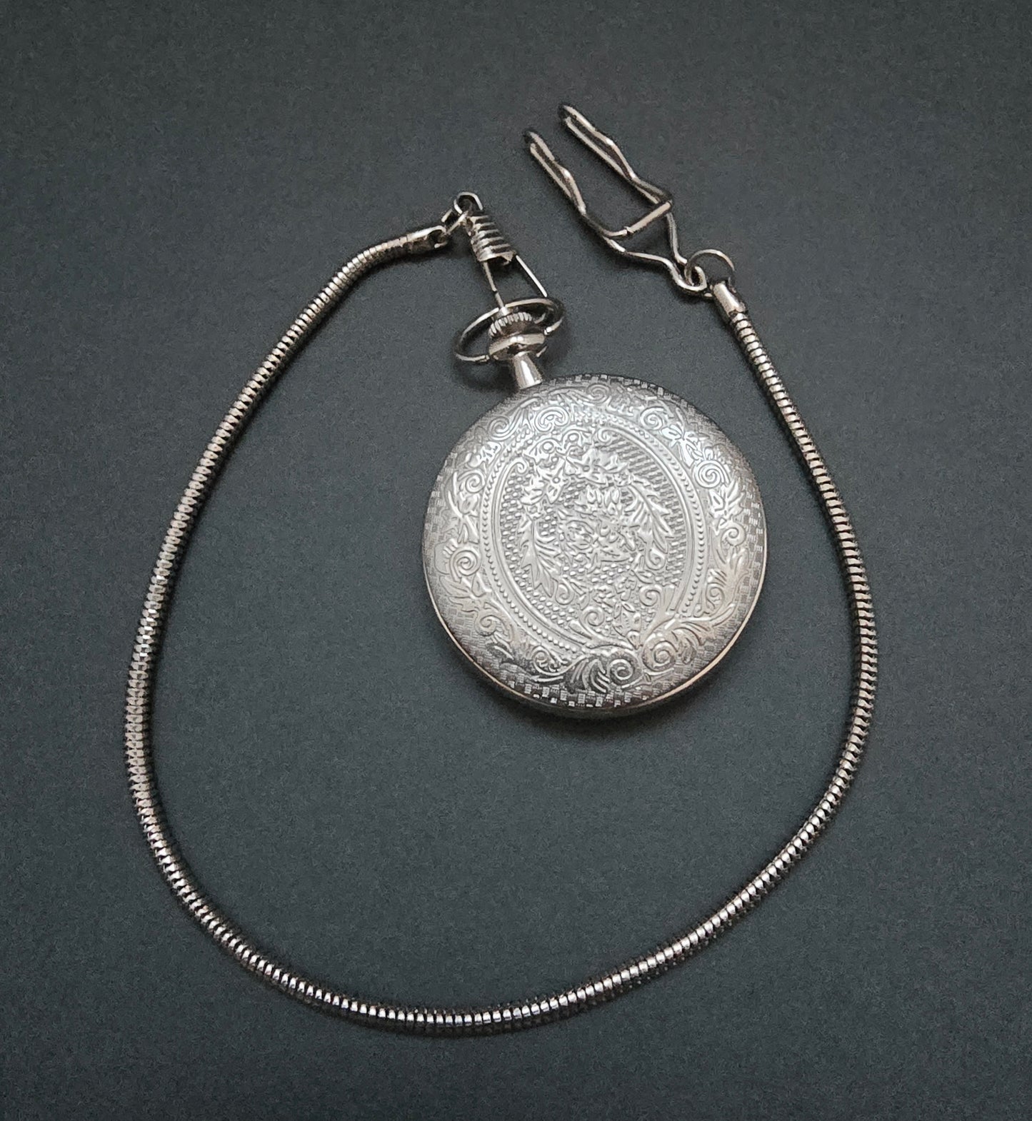 Skagway Ornate Pocket Watch with Chain - 1970s Quartz