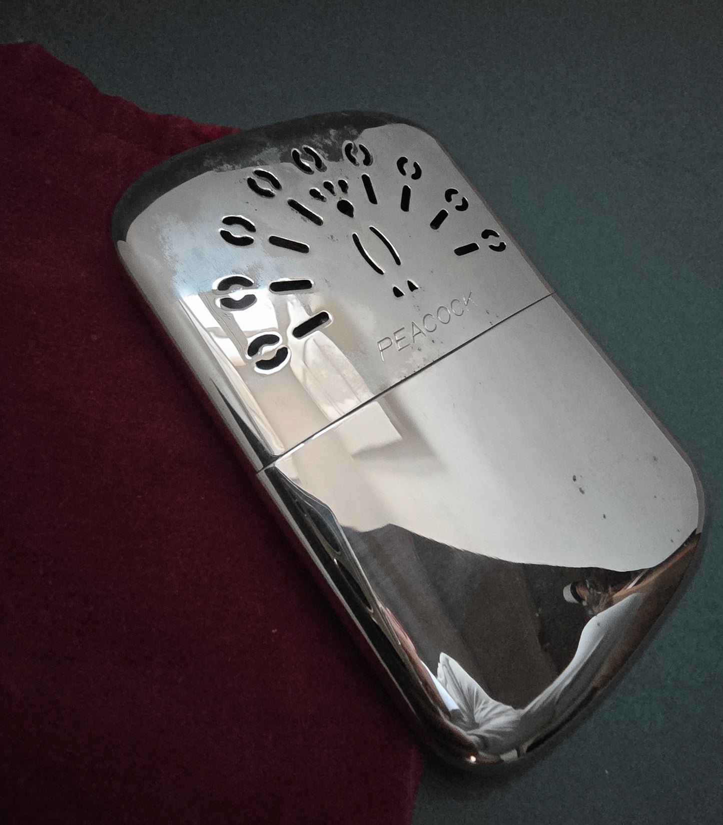 Peacock Japanese Pocket Handwarmer - Chrome 1950s