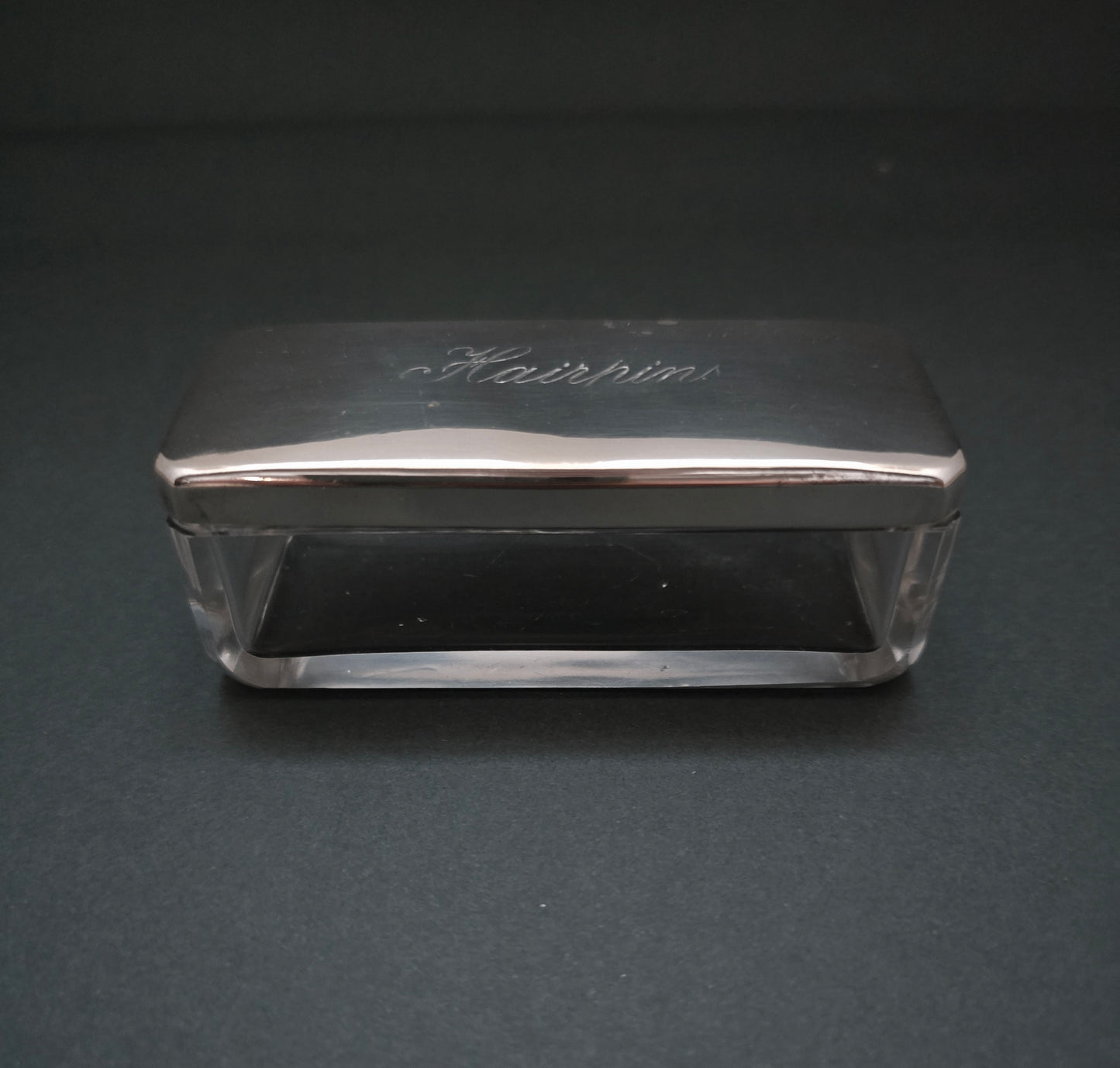 Levi Salaman Sterling Silver & Crystal Hairpin Box - Birmingham 1903
