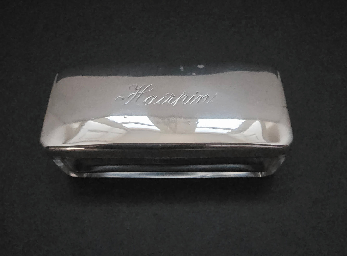 Levi Salaman Sterling Silver & Crystal Hairpin Box - Birmingham 1903