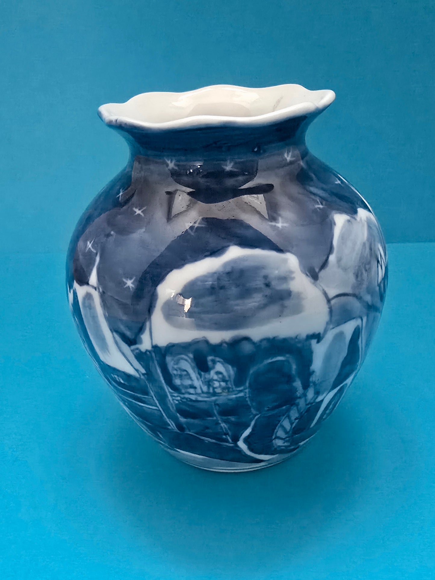 Blue Porcelain T.Kopenaghen Winter Scene 1940