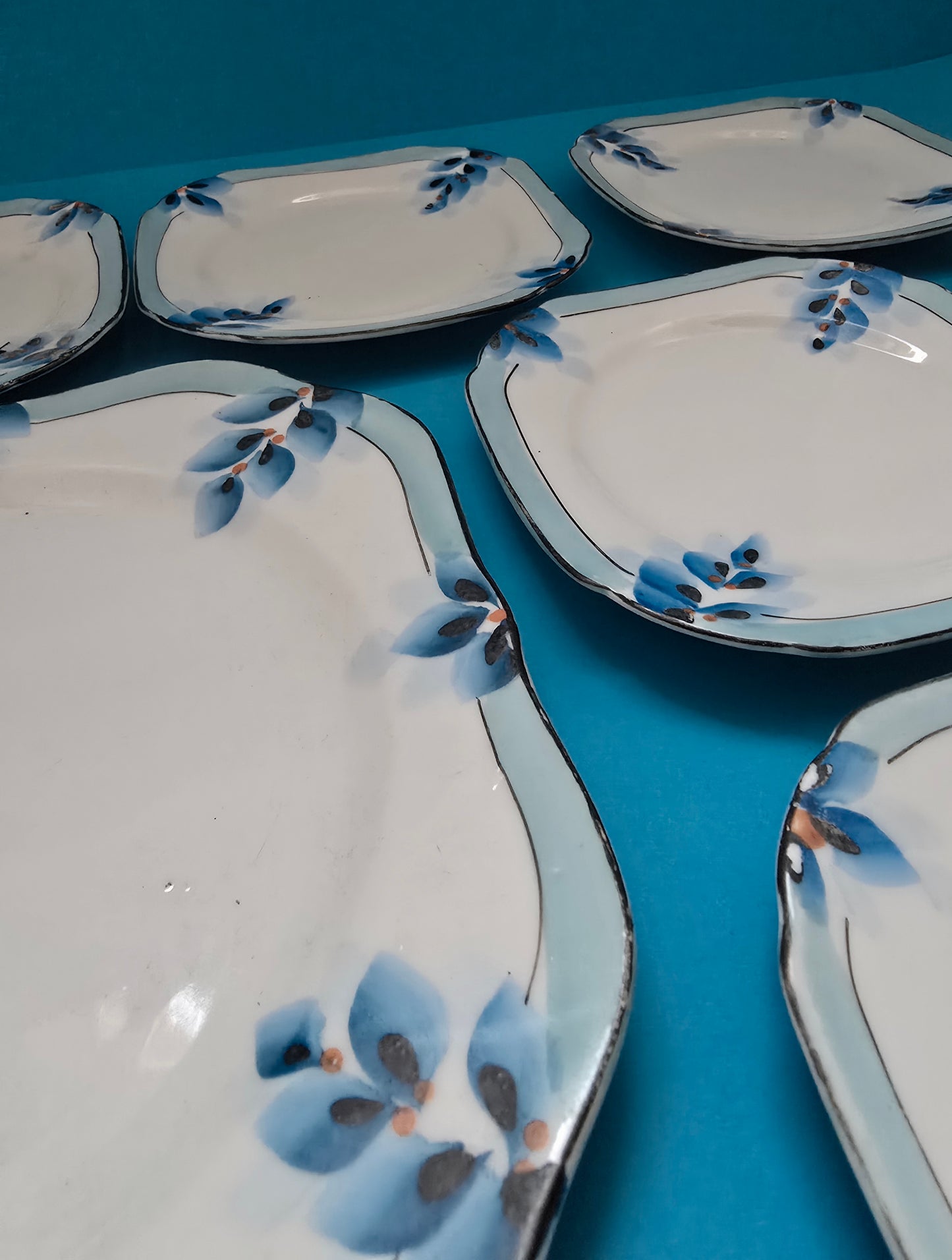 GB Delia Malta Hand-Painted Tea & Cake Set - Japan 1930s Art Deco Melitensia